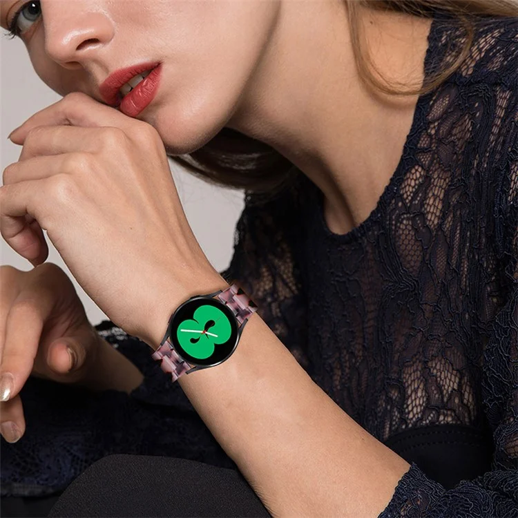 Pour Huami Amazfit GTR 47mm/Pace/Stratos/Stratos 2/Youth Edition 22mm Mode 3 perles Bracelet de montre en résine de rechange Bracelet - Marron/Rose clair
