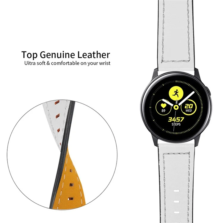 For Xiaomi Mi Watch Color/Haylou Solar LS05 Cowhide Leather Wear-resistant Soft Wrist Strap Replacement Watchband - White