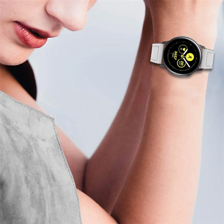 Для Ticwatch 2/ticwatch E/ticwatch C2 из Нержавеющей Стали Пряжка Кожи Кожаное Мягкое Запястье Замена Запястья. - Белый