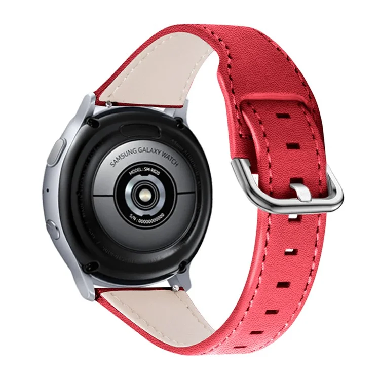 For LG Watch Sport Wear-resistant Cowhide Leather Watch Band Watch Strap with Stainless Steel Buckle - Red