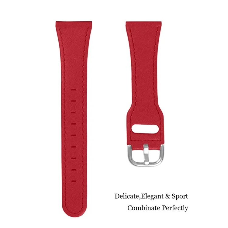For LG Watch Sport Wear-resistant Cowhide Leather Watch Band Watch Strap with Stainless Steel Buckle - Red