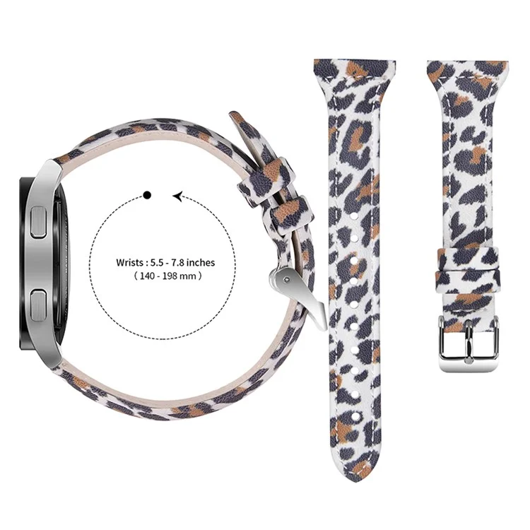 For Samsung Galaxy Watch 46mm/Watch3 45mm Genuine Cowhide Leather Leopard Texture Smart Watch Strap Wristband - White Brown/Leopard