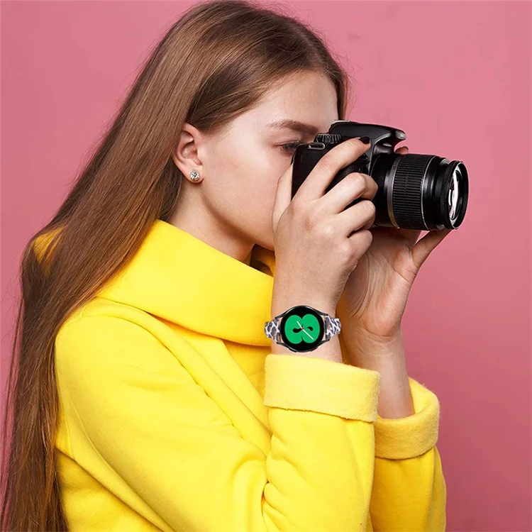 For Samsung Galaxy Watch 46mm/Watch3 45mm Genuine Cowhide Leather Leopard Texture Smart Watch Strap Wristband - White Brown/Leopard