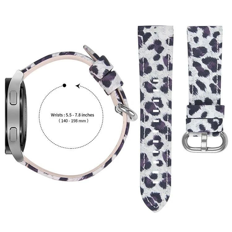 Para Samsung Galaxy Watch 46mm/Watch3 45mm Genuine Cowhide Leather Watch Band 22mm Leopard Texture Strap Replacement - Black/Leopard