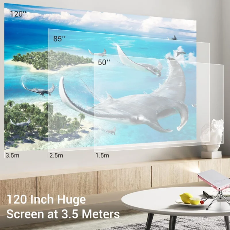 HOTACK D047A Portable Wireless Projector Mini Home Theater Projector with Bluetooth-compatible WiFi Functions Support 32GTF Card - UK Plug