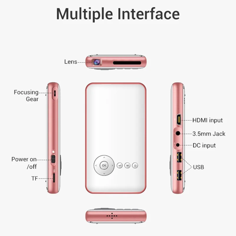 HOTACK D047A Portable Wireless Projector Mini Home Theater Projector with Bluetooth-compatible WiFi Functions Support 32GTF Card - EU Plug