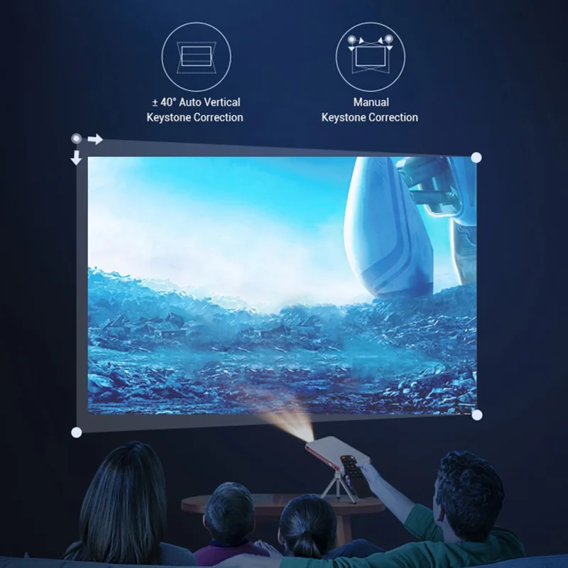 HOTACK D047A Portable Wireless Projector Mini Home Theater Projector with Bluetooth-compatible WiFi Functions Support 32GTF Card - EU Plug