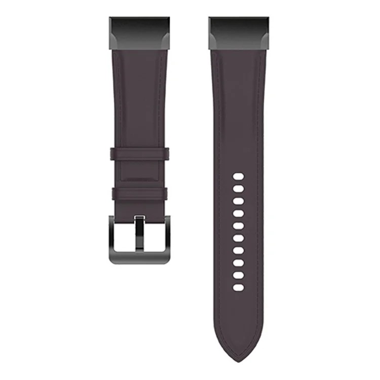 For Garmin Fenix 7X/6X/5X Genuine Leather Watch Strap Adjustable Bracelet Smart Watch Band with Buckle - Dark Purple