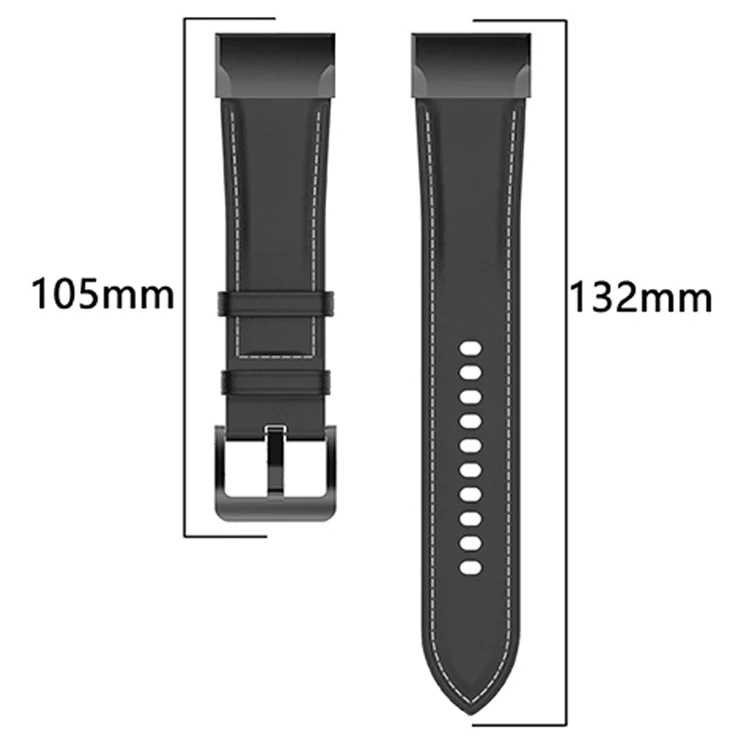 For Garmin Fenix 7X/6X/5X Genuine Leather Watch Strap Adjustable Bracelet Smart Watch Band with Buckle - Dark Purple
