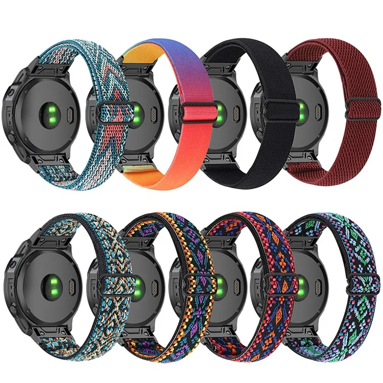 Para Garmin Fenix ​​Série 7S / 6S / 5S / Instinct 2S Ajustável Relógio Strap Elastic Nylon Pulseira Smart Watch Band Respirável Para Mulheres / Homens - Castanho