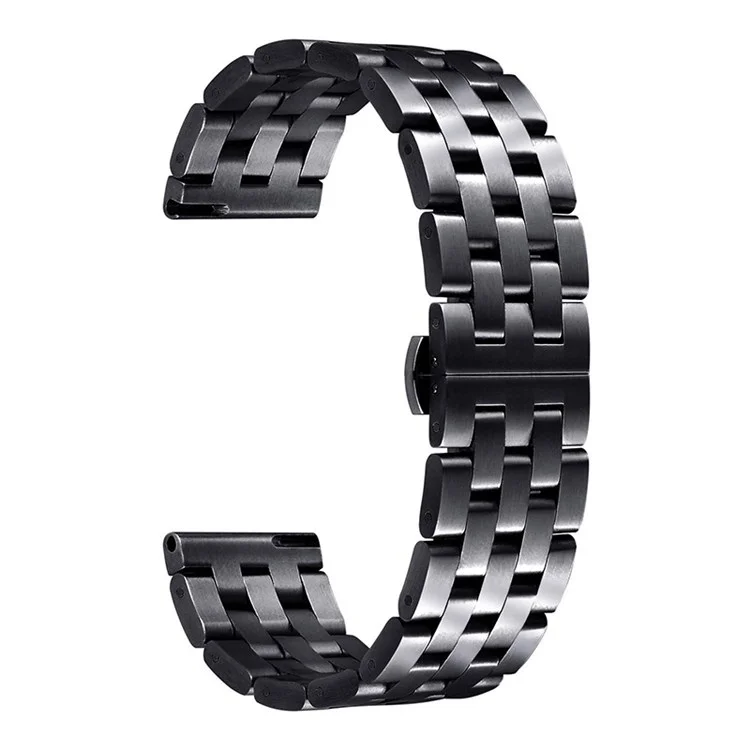 For Garmin Venu 2S/Vivoactive 4S 40mm/Vivomove 3S Replacement Watch Strap 18mm 5 Beads Stainless Steel Wrist Band - Black