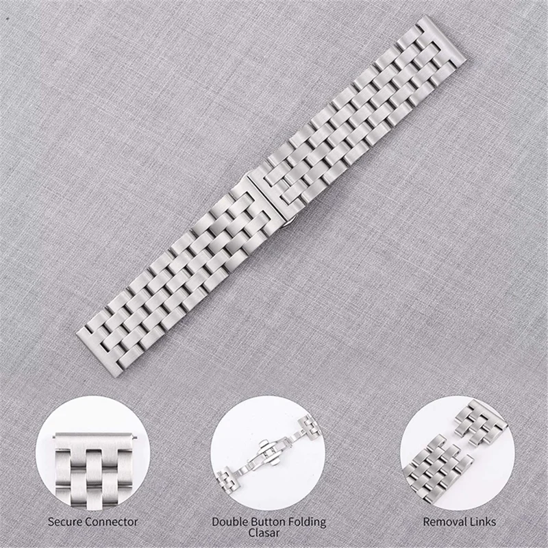 For Huawei Watch 1st Generation/Band S1/Watch Fit/TalkBand B5 18mm Stainless Steel 5 Beads Watch Band Replacement Wrist Strap - Silver