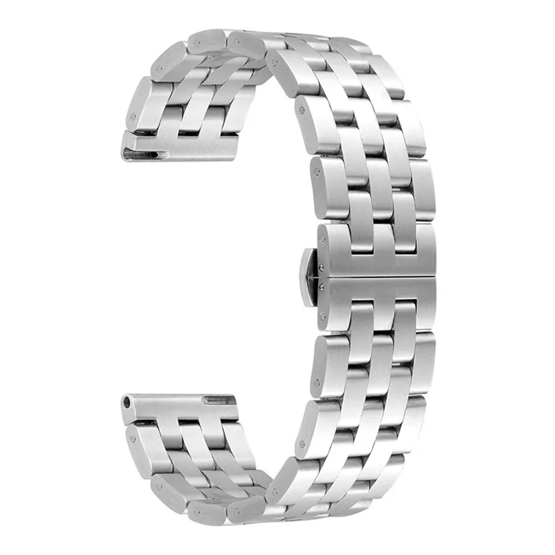 For Garmin Vivoactive 4S 45mm Stainless Steel Watch Strap 18mm 5 Beads Design Replacement Wrist Band - Silver
