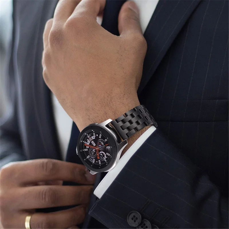 For Garmin Vivoactive 4S 45mm Stainless Steel Watch Strap 18mm 5 Beads Design Replacement Wrist Band - Silver