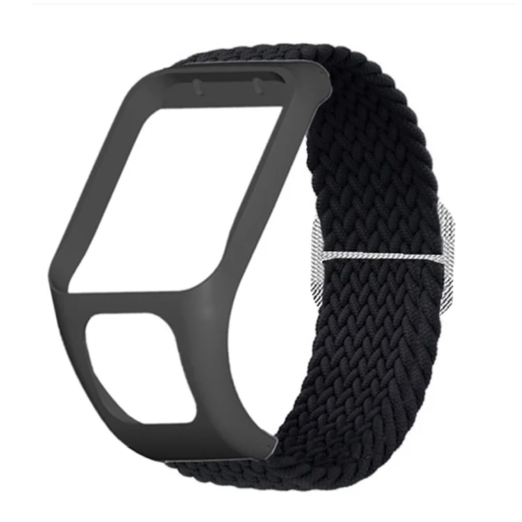 For TomTom Runner 2/Runner 3/Spark/Adventurer Elastic Woven Smart Watch Band Adjustable Wrist Strap - Black