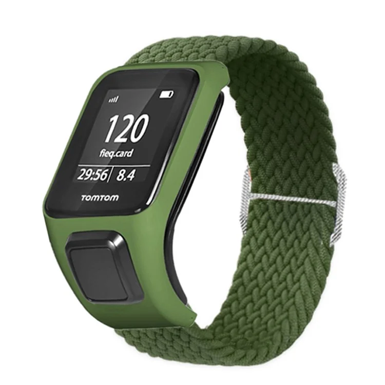 For TomTom Runner 2/Runner 3/Spark/Adventurer Elastic Woven Smart Watch Band Adjustable Wrist Strap - Army Green
