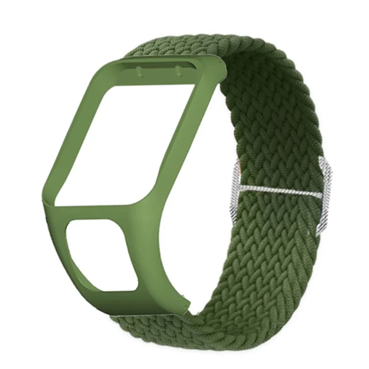 For TomTom Runner 2/Runner 3/Spark/Adventurer Elastic Woven Smart Watch Band Adjustable Wrist Strap - Army Green