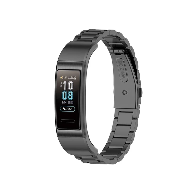 For Honor Band 4/5 Stylish Watch Band Edelstahl 3 Perlen Ersatz Armband mit Schnallen - Schwarz