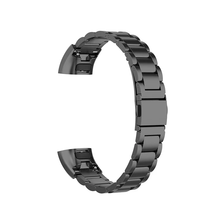 For Honor Band 4/5 Stylish Watch Band Edelstahl 3 Perlen Ersatz Armband mit Schnallen - Schwarz