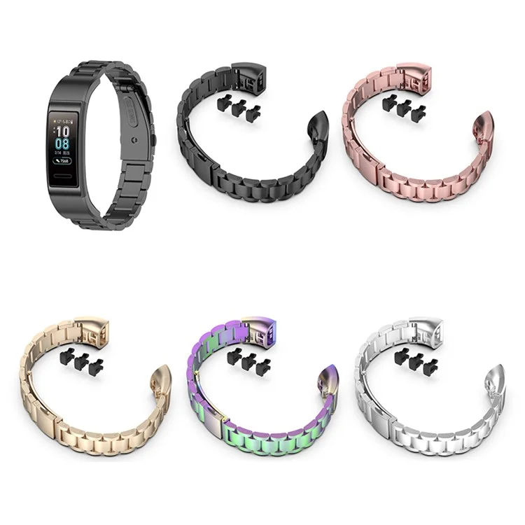 For Honor Band 4/5 Stylish Watch Band Edelstahl 3 Perlen Ersatz Armband mit Schnallen - Schwarz