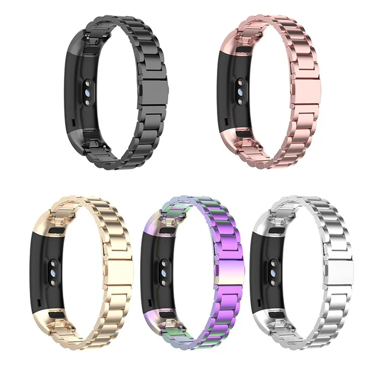 For Honor Band 4/5 Stylish Watch Band Edelstahl 3 Perlen Ersatz Armband mit Schnallen - Schwarz