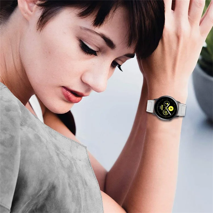 Per Garmin Vivomove Style/GarminMove Style Cinturino in Vera Pelle di Mucca Fibbia in Acciaio Inossidabile Design Resistente all'Usura Smartwatch - Bianco