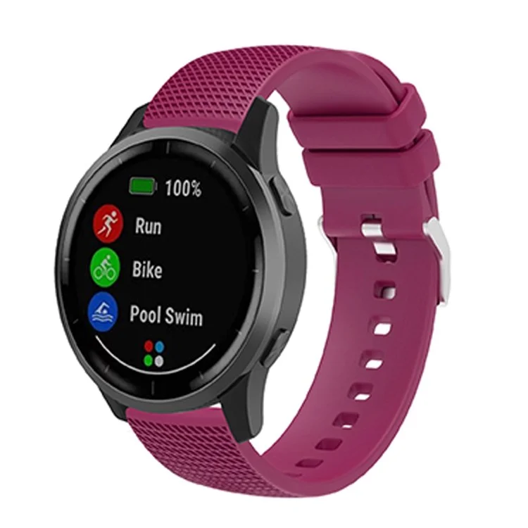 Pour Huawei TalkBand B5 Grid Design Soft Silicone Watch Band 18mm Remplacement Bracelet avec Boucle en Argent - Fuchsia