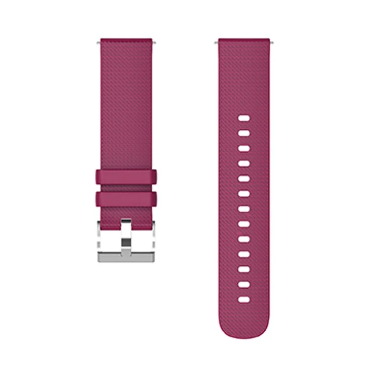 Pour Huawei TalkBand B5 Grid Design Soft Silicone Watch Band 18mm Remplacement Bracelet avec Boucle en Argent - Fuchsia