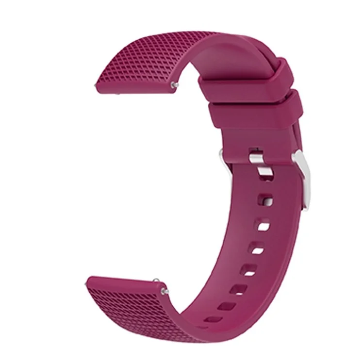 Pour Huawei TalkBand B5 Grid Design Soft Silicone Watch Band 18mm Remplacement Bracelet avec Boucle en Argent - Fuchsia