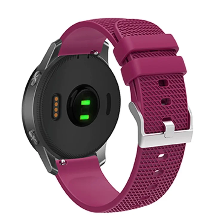 Pour Huawei TalkBand B5 Grid Design Soft Silicone Watch Band 18mm Remplacement Bracelet avec Boucle en Argent - Fuchsia