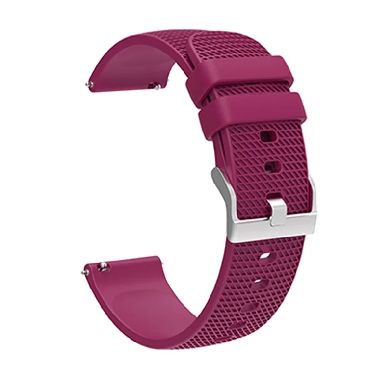 Pour Huawei TalkBand B5 Grid Design Soft Silicone Watch Band 18mm Remplacement Bracelet avec Boucle en Argent - Fuchsia
