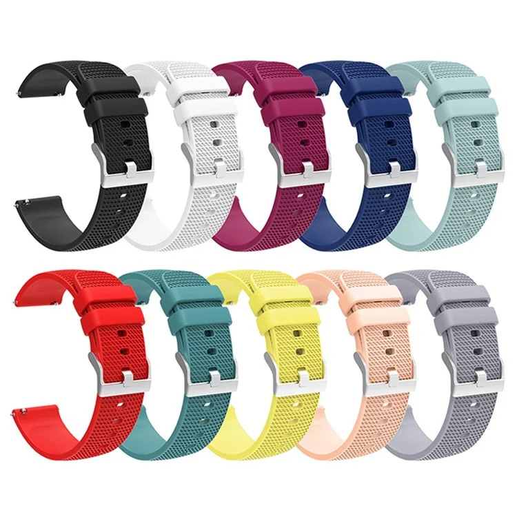 Pour Huawei TalkBand B5 Grid Design Soft Silicone Watch Band 18mm Remplacement Bracelet avec Boucle en Argent - Fuchsia