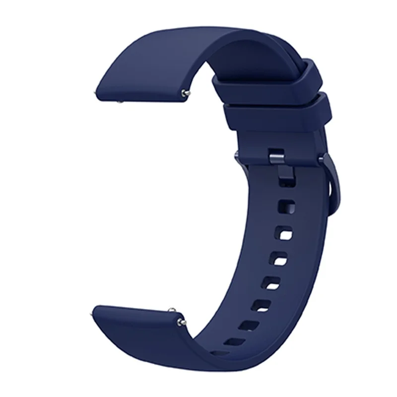 Universal 20mm Solid Color Silicone Replacement Smartwatch Band Adjustable Wrist Strap - Navy Blue