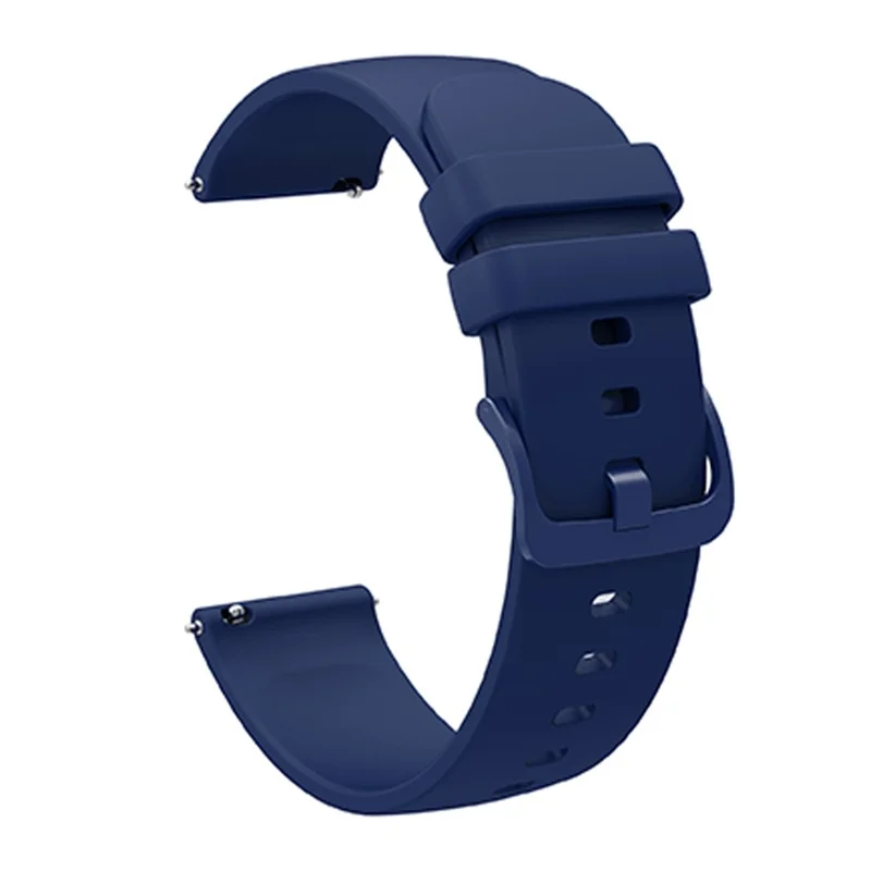 Universal 20mm Solid Color Silicone Replacement Smartwatch Band Adjustable Wrist Strap - Navy Blue