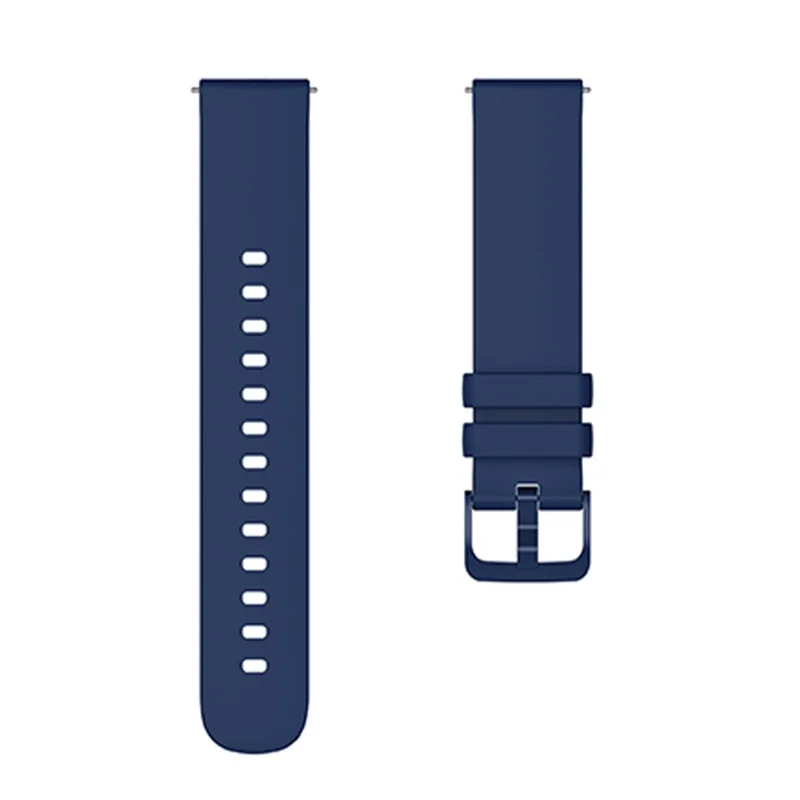 Universal 20mm Solid Color Silicone Replacement Smartwatch Band Adjustable Wrist Strap - Navy Blue
