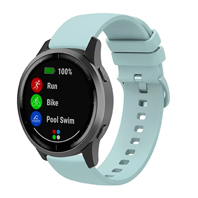 Correa de repuesto de silicona sólida de 20 mm Universal para smartwatch, ajustable, color verde claro