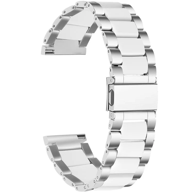 Para El Tiempo De Guijarros Redondo / Guijarro 2 Resina + Acero Inoxidable Pulsera Duradera Reloj De Muñeca Inteligente - Blanco Plateado