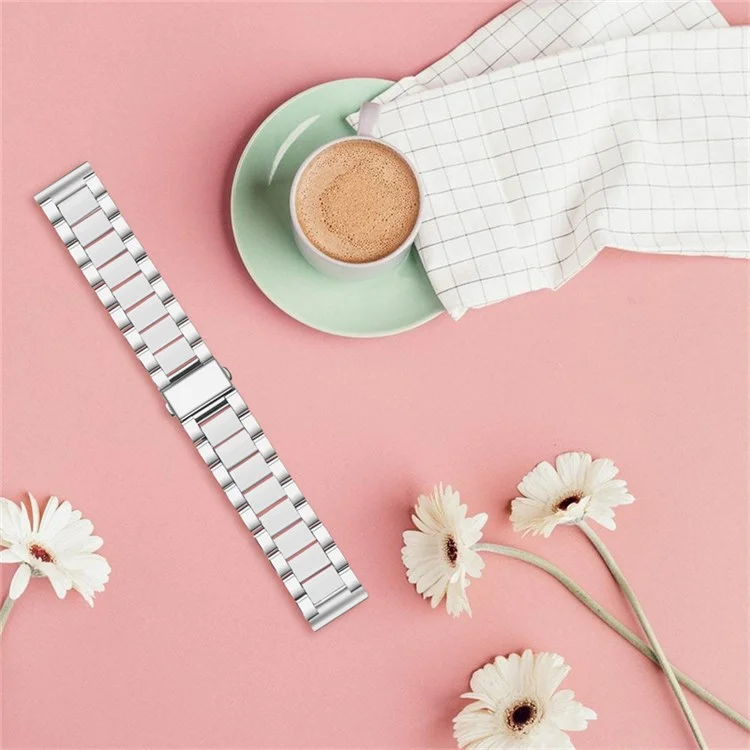 Para El Tiempo De Guijarros Redondo / Guijarro 2 Resina + Acero Inoxidable Pulsera Duradera Reloj De Muñeca Inteligente - Blanco Plateado