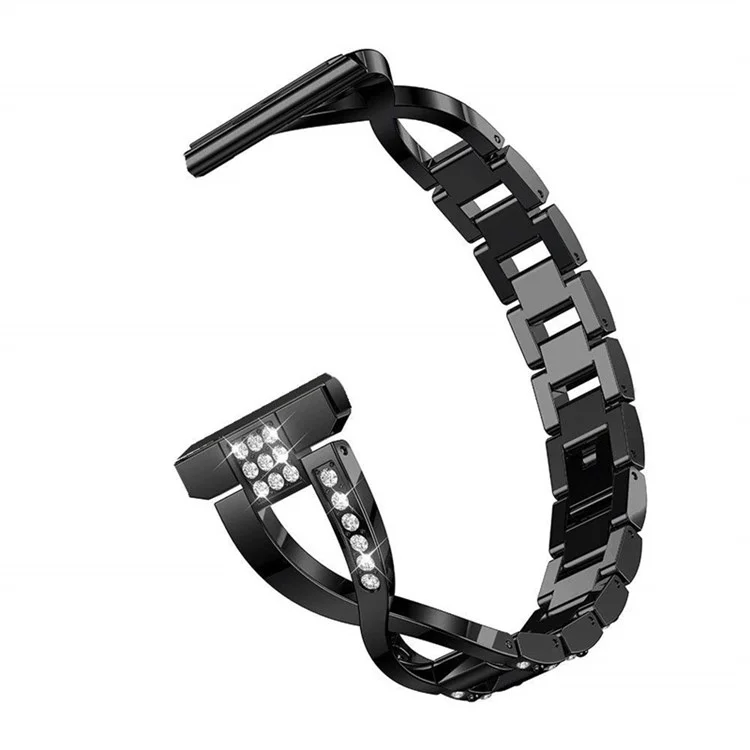 Sangle de Montre en Métal Pour Xiaomi Haylou Solar Ls05 / Color X-shape Remplacement Watch Band 22 mm Rigice Decorated Watchband - le Noir