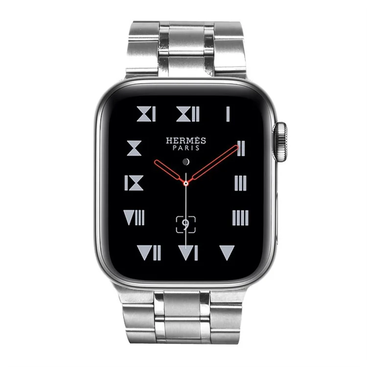 Für Apple Watch Series 10 42mm / 9 8 7 41mm / 6 5 4 SE SE (2022) SE (2023) 40mm / 3 2 1 38mm 5 Perlen Edelstahl Doppelschnallen Design Smart Watch Band Ersatzarmband - Silber