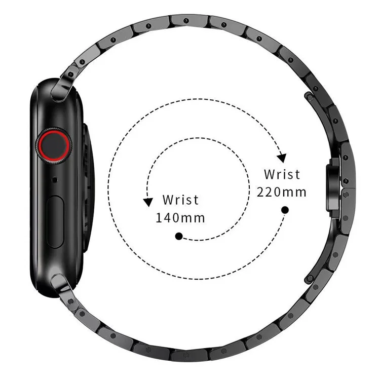 For Apple Watch Series 10 46mm / Ultra 2 Ultra 49mm / 9 8 7 45mm / SE (2023) SE (2022) SE 6 5 4 44mm / 3 2 1 42mm Stainless Steel Watch Band Replacement Strap with Stylish Buckle - Black