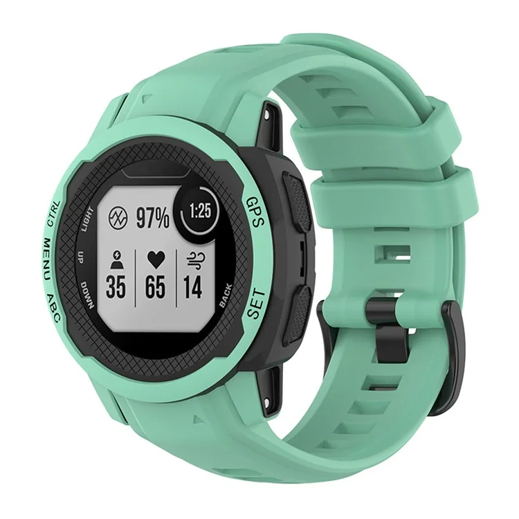 For Garmin Instinct 2S Silicone Watch Band 20mm Quick Release Wrist Strap with Buckle for Sports Watch - Green