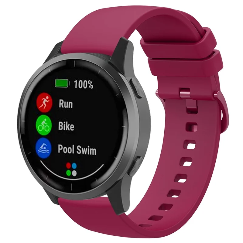 For Garmin Venu 2 Plus/Samsung Galaxy Watch4 Silicone Watch Band Quick Release Wrist Strap Sports Watch Replacement 20mm - Dark Purple