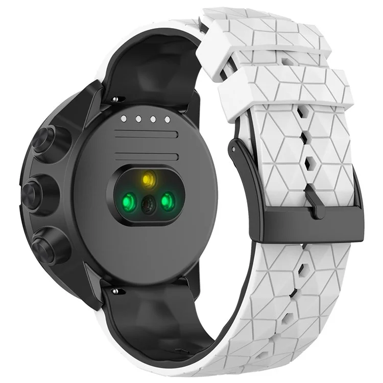 Für Suunto 9/Suunto 9 Baro/Spartan Sport Wrist HR/Traverse, Football Texturiertes 24mm Silikonuhrarmband Schnellverschluss Armband Sportuhrenteil - Weiß/Schwarz
