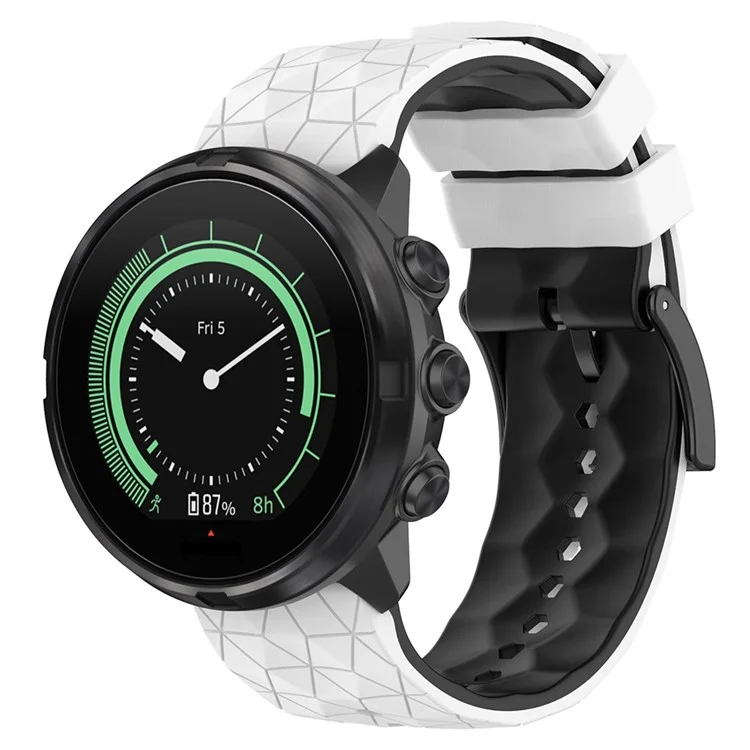 Für Suunto 9/Suunto 9 Baro/Spartan Sport Wrist HR/Traverse, Football Texturiertes 24mm Silikonuhrarmband Schnellverschluss Armband Sportuhrenteil - Weiß/Schwarz