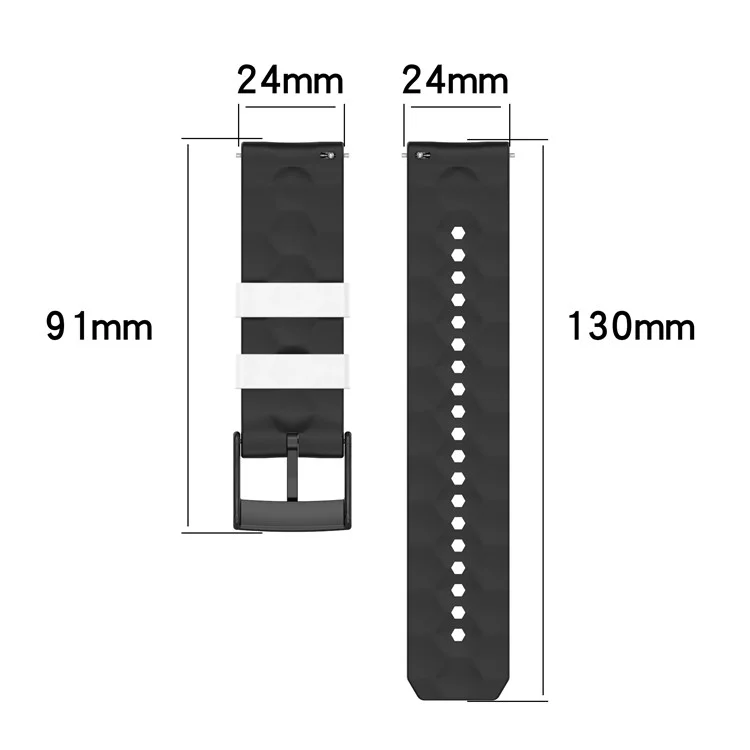 Für Suunto 9/Suunto 9 Baro/Spartan Sport Wrist HR/Traverse, Football Texturiertes 24mm Silikonuhrarmband Schnellverschluss Armband Sportuhrenteil - Weiß/Schwarz