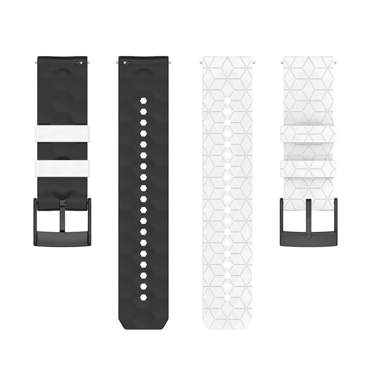 Für Suunto 9/Suunto 9 Baro/Spartan Sport Wrist HR/Traverse, Football Texturiertes 24mm Silikonuhrarmband Schnellverschluss Armband Sportuhrenteil - Weiß/Schwarz