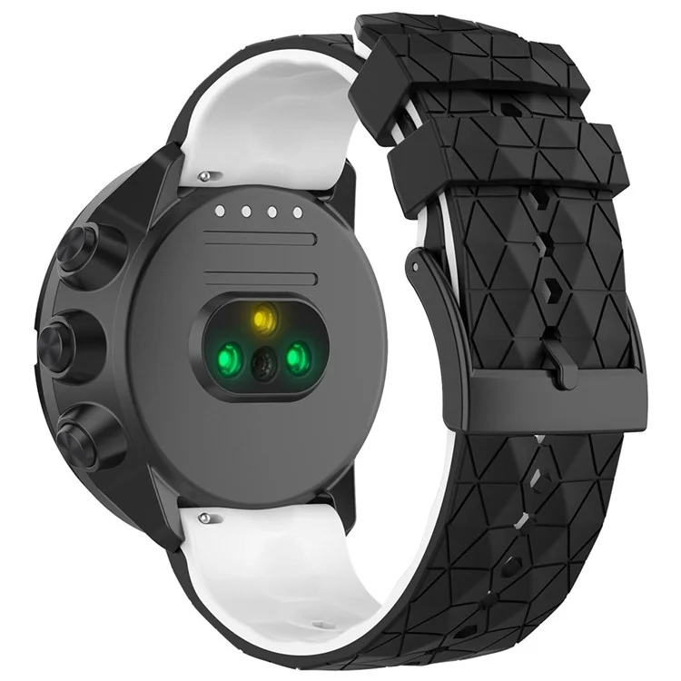 Pour Suunto 9/Suunto 9 Baro/Spartan Sport Wrist HR/Traverse, Bracelet de montre en silicone texturé football 24 mm à dégagement rapide - Noir/Blanc