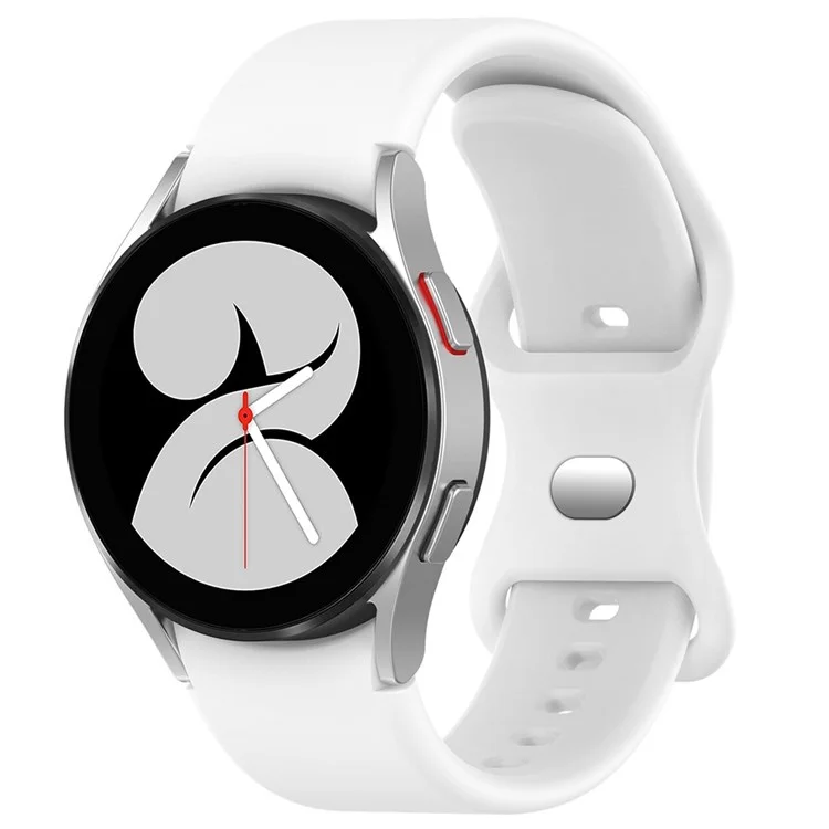 For Samsung Galaxy Watch 4/Watch 4 Classic Silicone Watch Band 20mm Quick Release Wrist Strap with Butterfly Buckle for Sports Watch - White