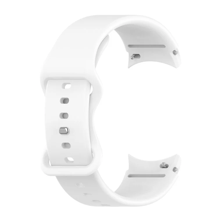 For Samsung Galaxy Watch 4/Watch 4 Classic Silicone Watch Band 20mm Quick Release Wrist Strap with Butterfly Buckle for Sports Watch - White